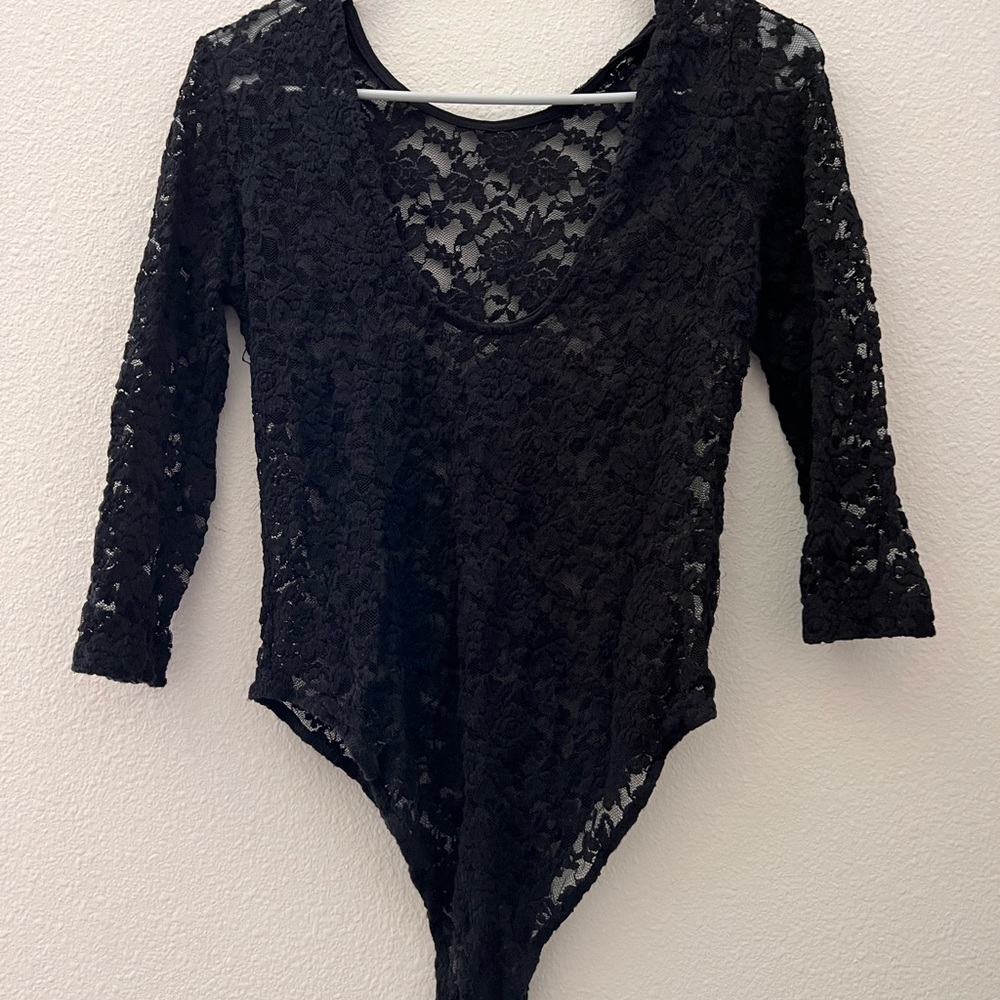 Black flower bodysuit